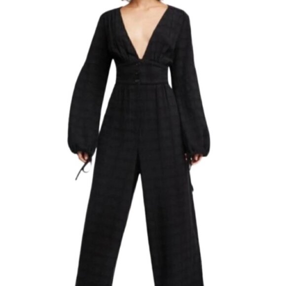 Free People True Lovin One-piece Jumpsuit Linen Black S - Picture 10 of 13